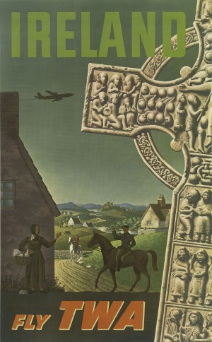 Ireland Fly TWA Vintage Travel Poster